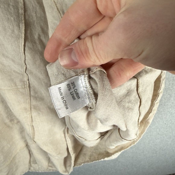 Peacock ways tunic dress womens XL beige lagenlook linen floral beige - Picture 9 of 10